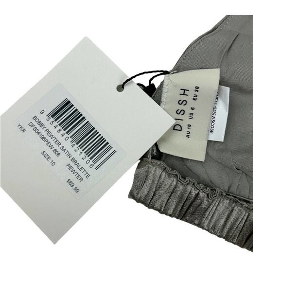 $70 NWT DISSH Bobby Pewter Silver Satin Bralette - 6 - Picture 8 of 9